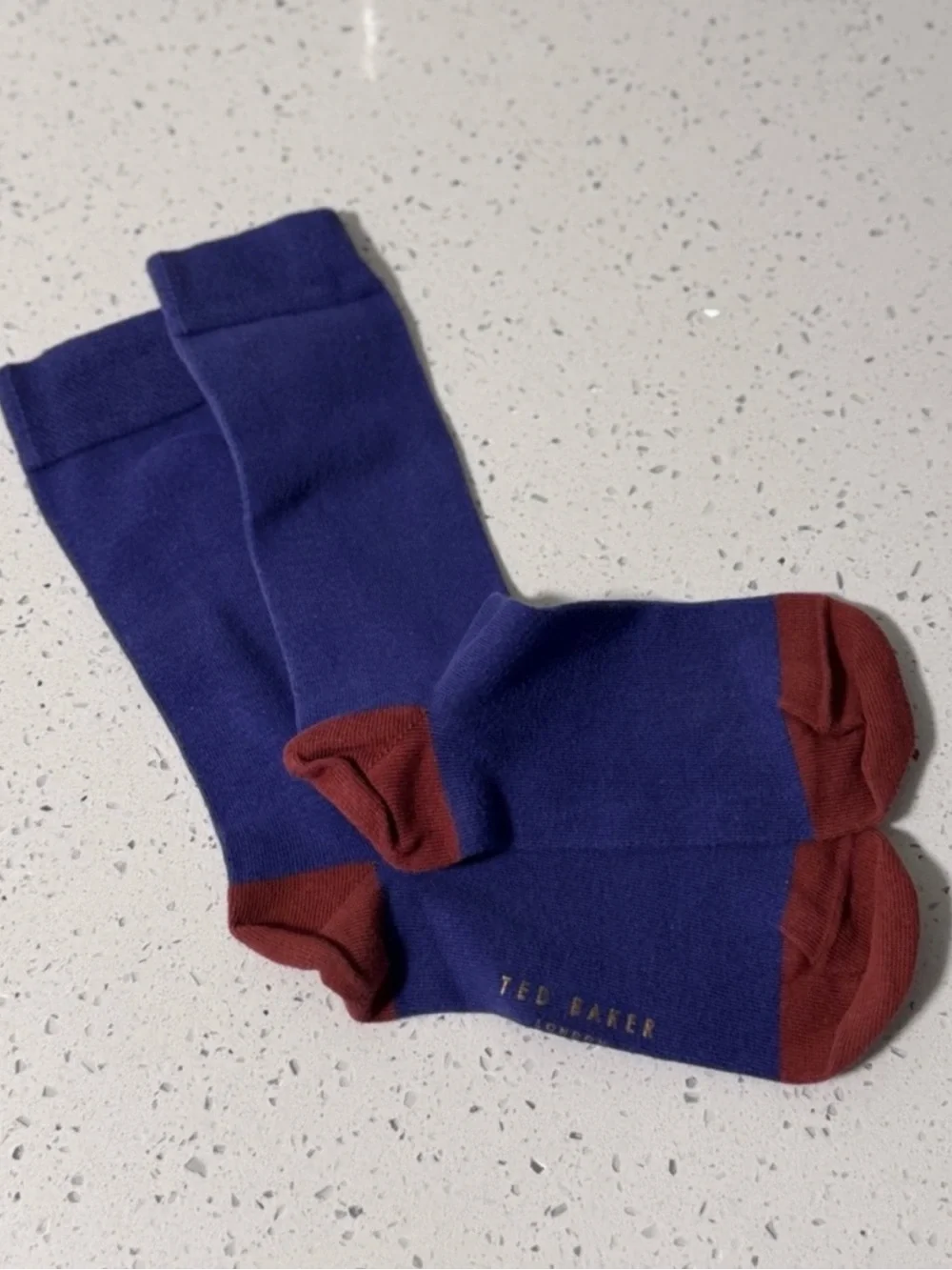 Ted Baker London Men’s Dress Socks Blue Burgundy Colorblock Crew Cotton Blend OS